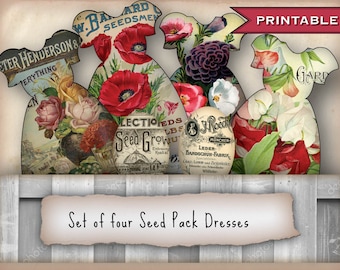 Vintage Seed Packet Dress Tags for Journals Planners  Bride Gift Tags Travelers Notebooks and Scrapbooking Tags