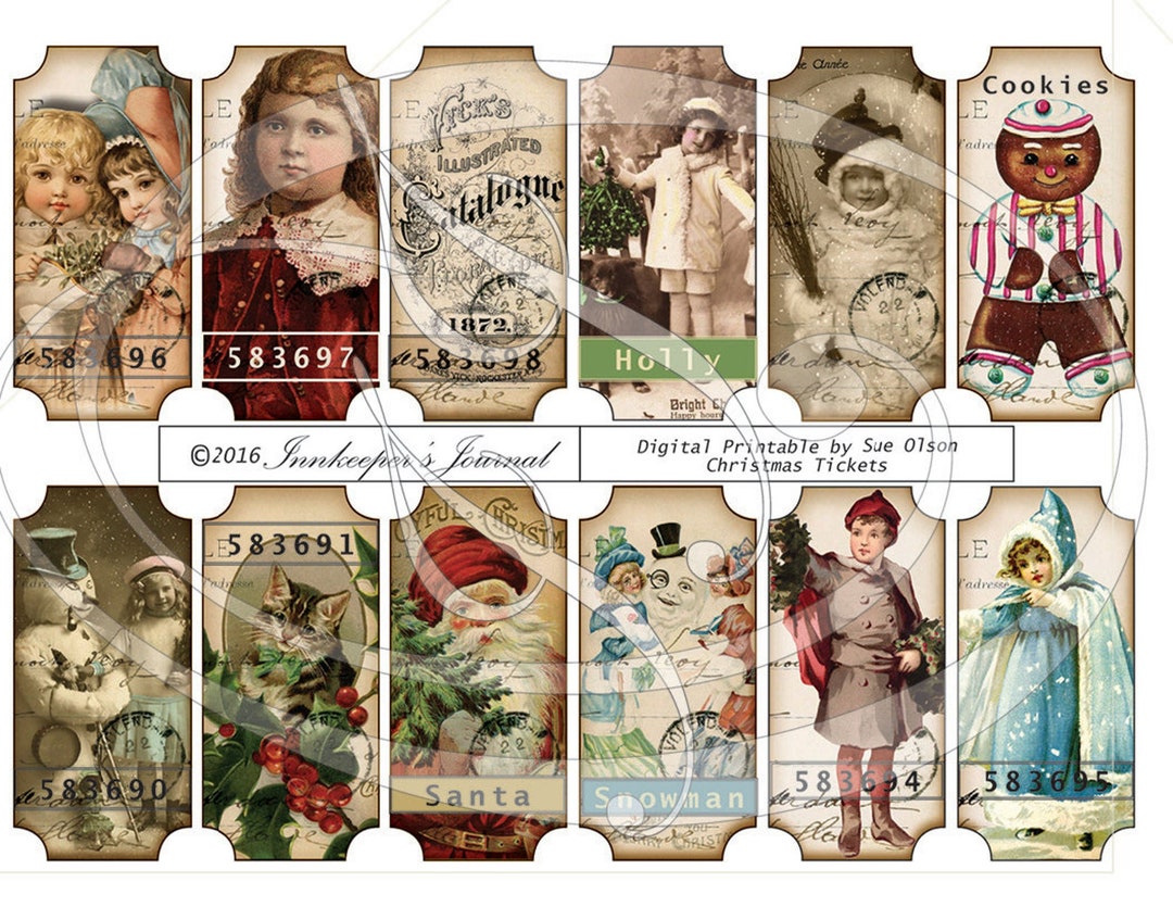 Printable Vintage Christmas Tickets for Journals, Planners ...