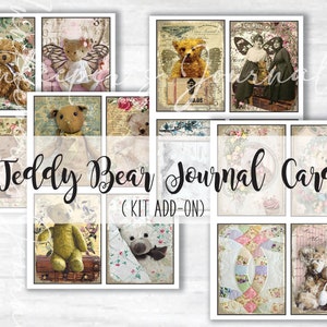 Teddy Bear Printable Junk Journal Cards 16 Bilder Füge zum Teddy Bear Journal Kit hinzu