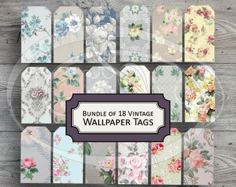 Vintage Floral Wallpaper Tag patterns for Junk Journals, Planners or Scrapbooking Projects