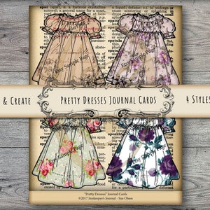 Cartões bonitos imprimíveis do diário dos vestidos para diários planejadores etiquetas do presente da dama de honra, cadernos dos viajantes e scrapbooking