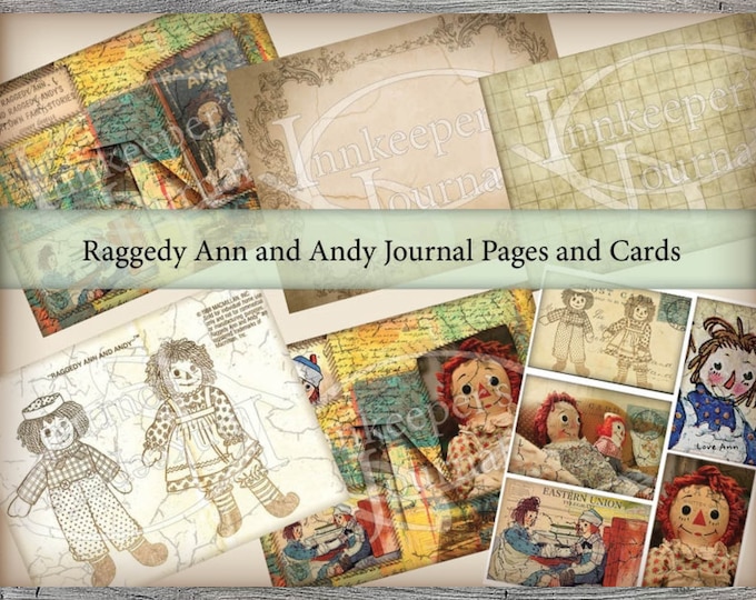 Junk Journal Kit Raggedy Ann and Andy Journal Collage Pages and Journal ...