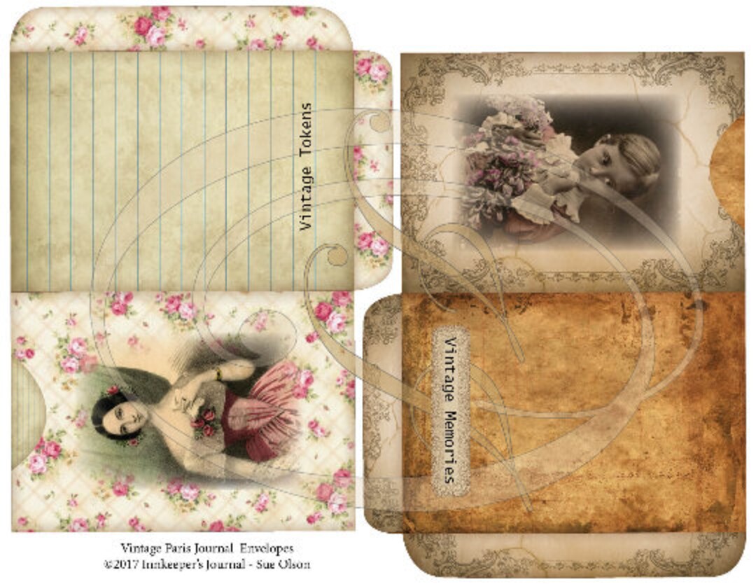 Printable Vintage Journal Pockets Add on to the Vintage Paris Journal ...