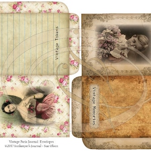 Printable Vintage Journal Pockets add on to the Vintage Paris Journal Kit for Junk Journals Scrap Booking or Gift Cards
