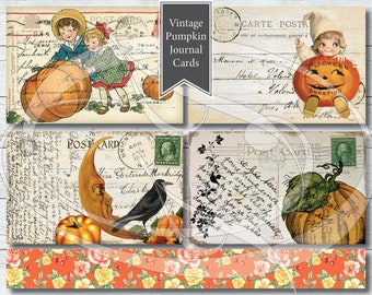 Printable Vintage Pumpkin Journal Cards for Junk Journals - Planners -  Gift Tags - Travelers Notebooks and Scrapbooking Tags