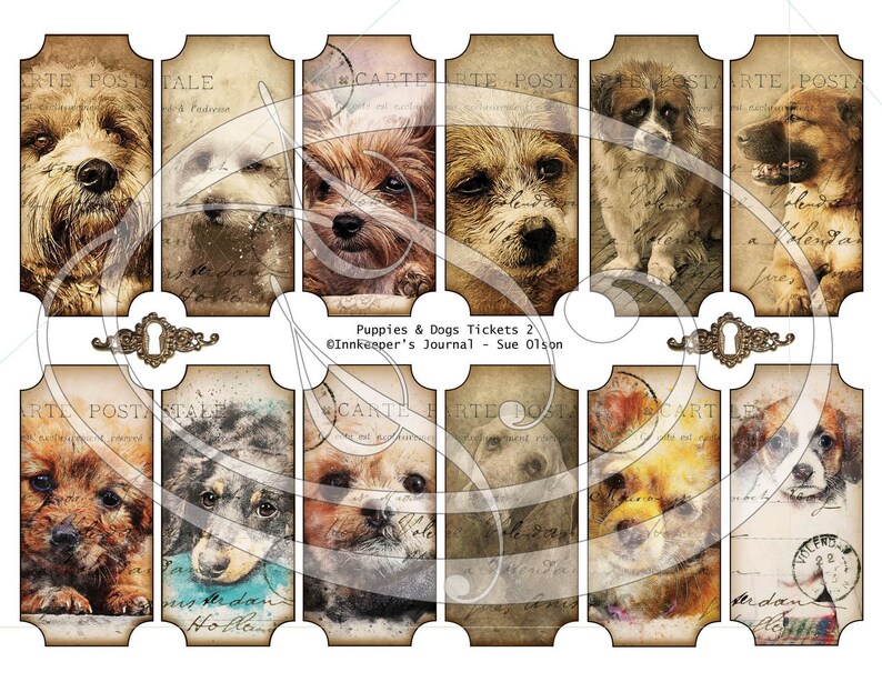Printable Puppies and Dogs Tickets 2 for Junk Journals Etsy