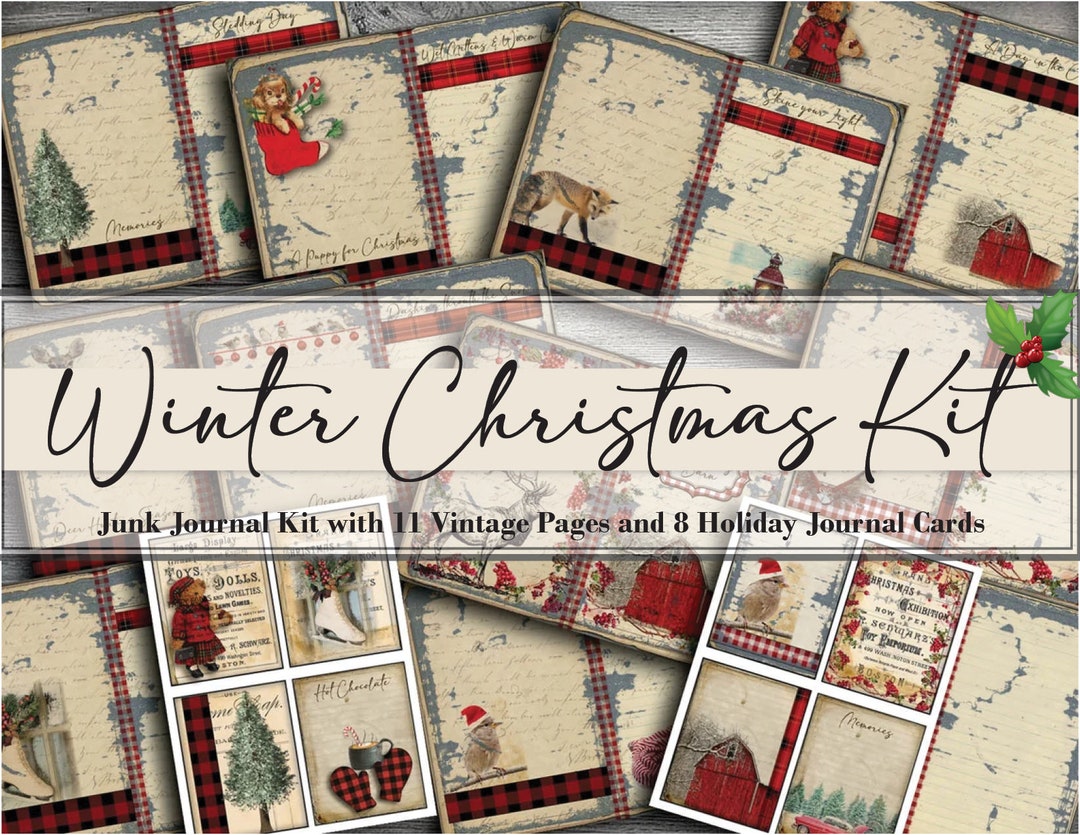 Winter Christmas Junk Journal Kit Holiday Vintage Pages Festive Journal ...