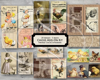 Junk Journal Kit Chicks Ephemera Printable Add On Kit of Journal Cards for Journals, Planners, or Cards used in my Little Red Hen Journal