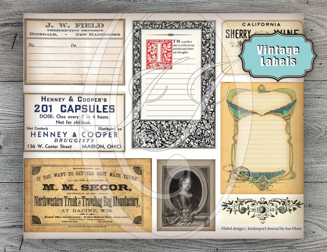 Vintage Labels Printable Ephemera Journal Cards - Etsy