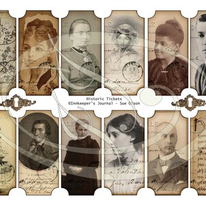 Tickets with Historic people, Printable for Junk Journal, Planners, Travelers Notebooks, Scrap Booking or Gift Tags image 2