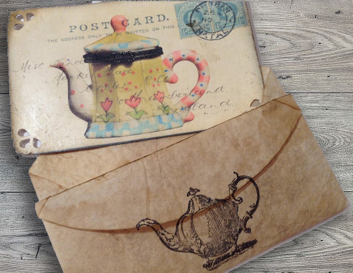Tea Journal Card with TeaPot fits into the cute stamped Coffee Etsy
