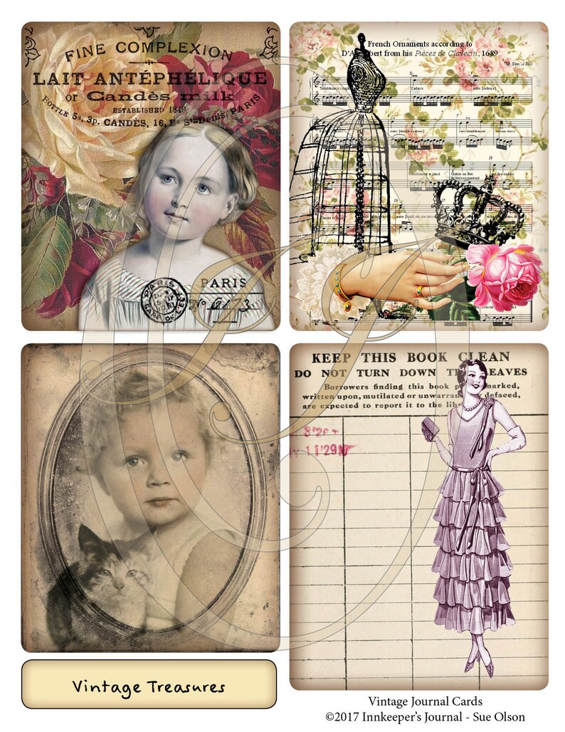 Printable vintage journal cards for journals planners travelers notebooks scrapbooking or gift tags image 2