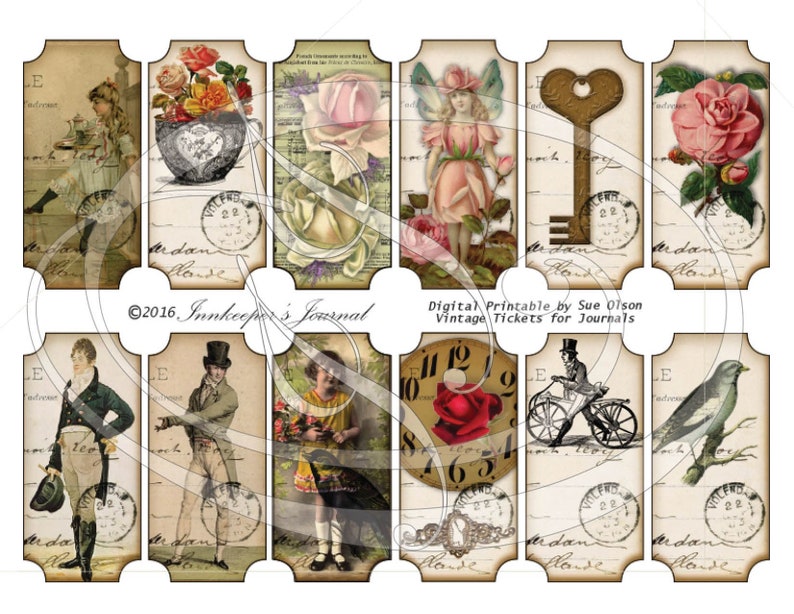 printable vintage tickets for junk journals planners gift