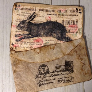 ジャンクジャーナル ヴィンテージポストカード コーヒーフィルター封筒 ヴィンテージラビットジャーナルカード ギフトカード - ギフトタグ - ジャーナルカード