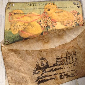 Vintage Post Card and Coffee Filter Envelope Vintage Chicks Journal Card Gift Card - Gift Tag - Journal Card