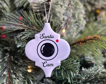 Santa Cam Ceramic Lantern Shape Christmas Tree Ornament, Christmas Ornament, Porcelain Ornament, Christmas Gift, Child Gift, Christmas Magic