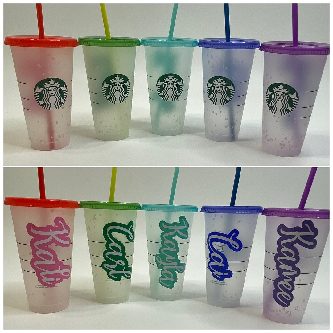 Starbucks Color Change Confetti Custom Personalized Reusable Cold Cup