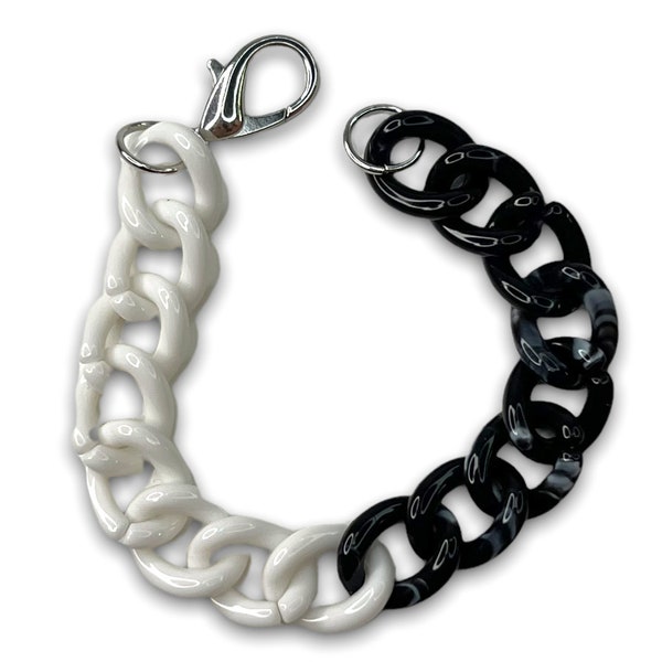 Black and White Colorblock Acrylic Chain Chunky Statement Bracelet, Bold Bracelet, Statement Jewelry, Stacking Bracelet, Layering Jewelry