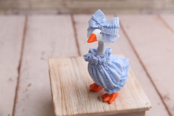 Blue Ruffles Desk Goose Outfits for 4", 5", 7", 9", 11" Size Geese; Made to Order