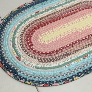 Handmade Jelly Roll Rug: Country Kitchen Floor Mat, 28x44