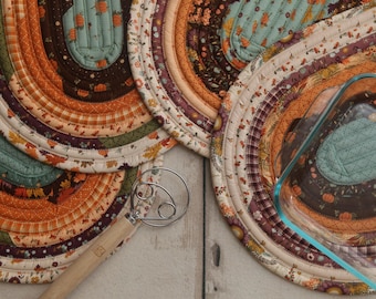 Autumn Fabric Jelly Roll Placemats: Fall Table Decor, Casserole Mat - Set of 4