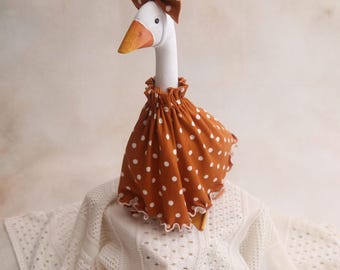 Amber Polka Dots Outfit for 4" to 11" Desk Goose, Handmade Bow