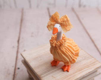 Orange Creamsicle Ruffles Desk Goose Outfits for 4", 5", 7", 9", 11" Size Geese; Made to Order