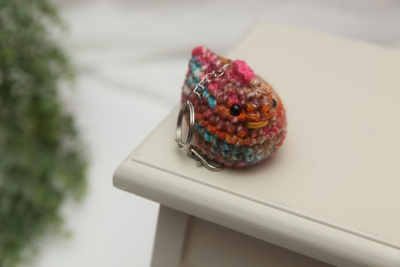 Crochet Chicken Keychain: Mabel Colorburst Ornament