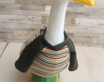 Fall Stripes Knit Goose T-Shirt: Porch Decor, Geese Clothing