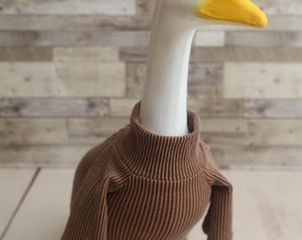 Mocha Knit Goose Turtleneck Sweater Outfit: Handmade Boy/Girl Goose Clothes