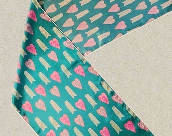 DaisyPike's Teal Hearts Silk Scarf