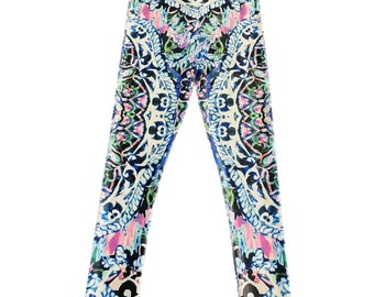 Electric Blue - Rococo and art nouveau inspired “Butterfly Baroque” Printed Leggings