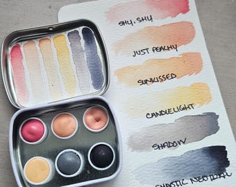 Portrait Tones: Peachy Cream Collection Palette, Handmade Watercolor Paints