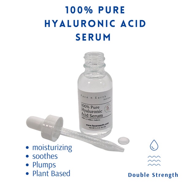 100% Pure Hyaluronic Acid Serum GMO-free Raw Plants, Vegan