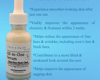 Sérum reafirmante todo en uno para rostro, ojos y cuello: 7 péptidos + células madre.