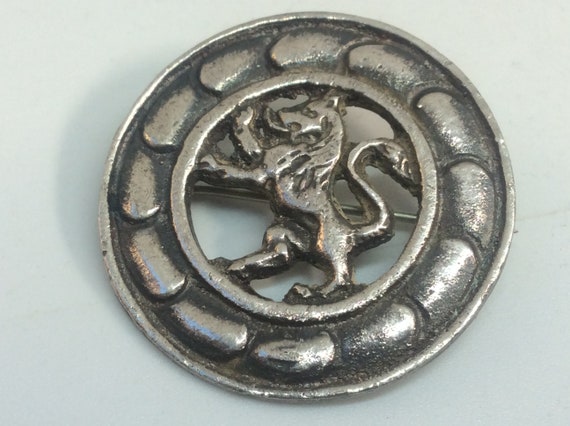 Vintage Scottish Celtic Sterling Silver Shield  B… - image 1