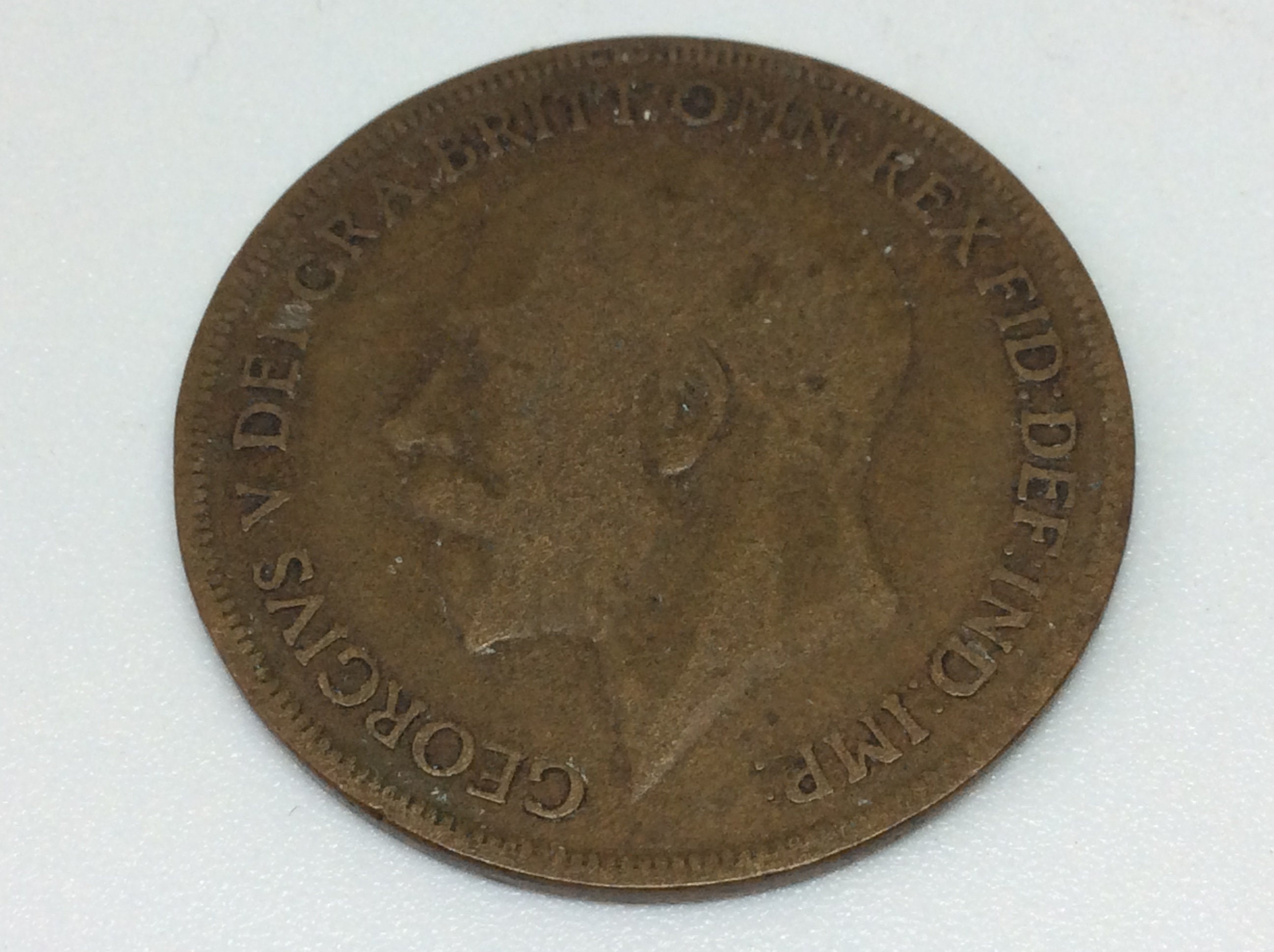 Image of 1919 King George V Penny Coin - World War 2 Era