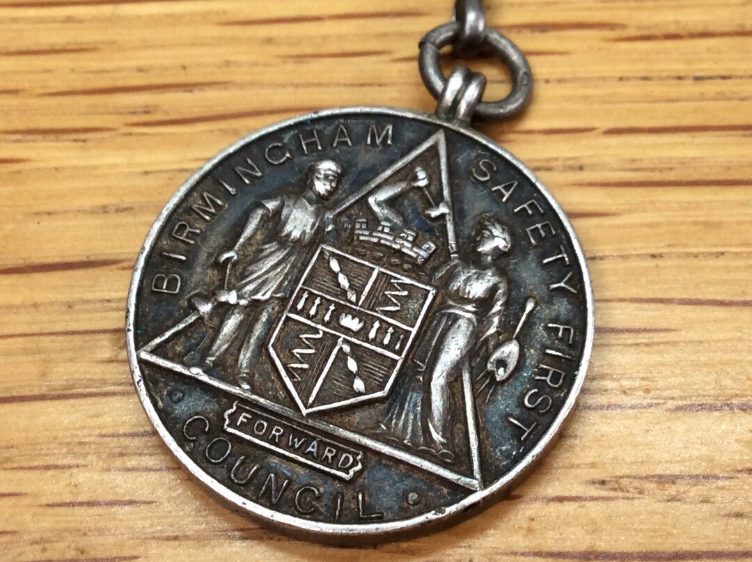 Birmingham Safety First Council Antique Sterling Silver Fob Etsy