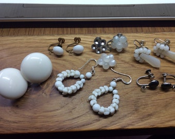 Job Lot of  Vintage Costume Jewellery  Earrings - Glass - Silver - Plastic etc