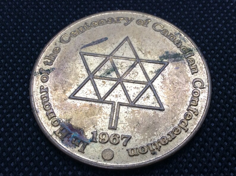 1966 British Columbia Centenary Medal Token Canadian Confederation 1967 Brass Medallion
