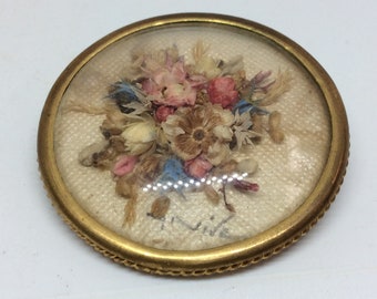 Vintage 1940s Art Deco Dried Flower Floral Costume Brooch