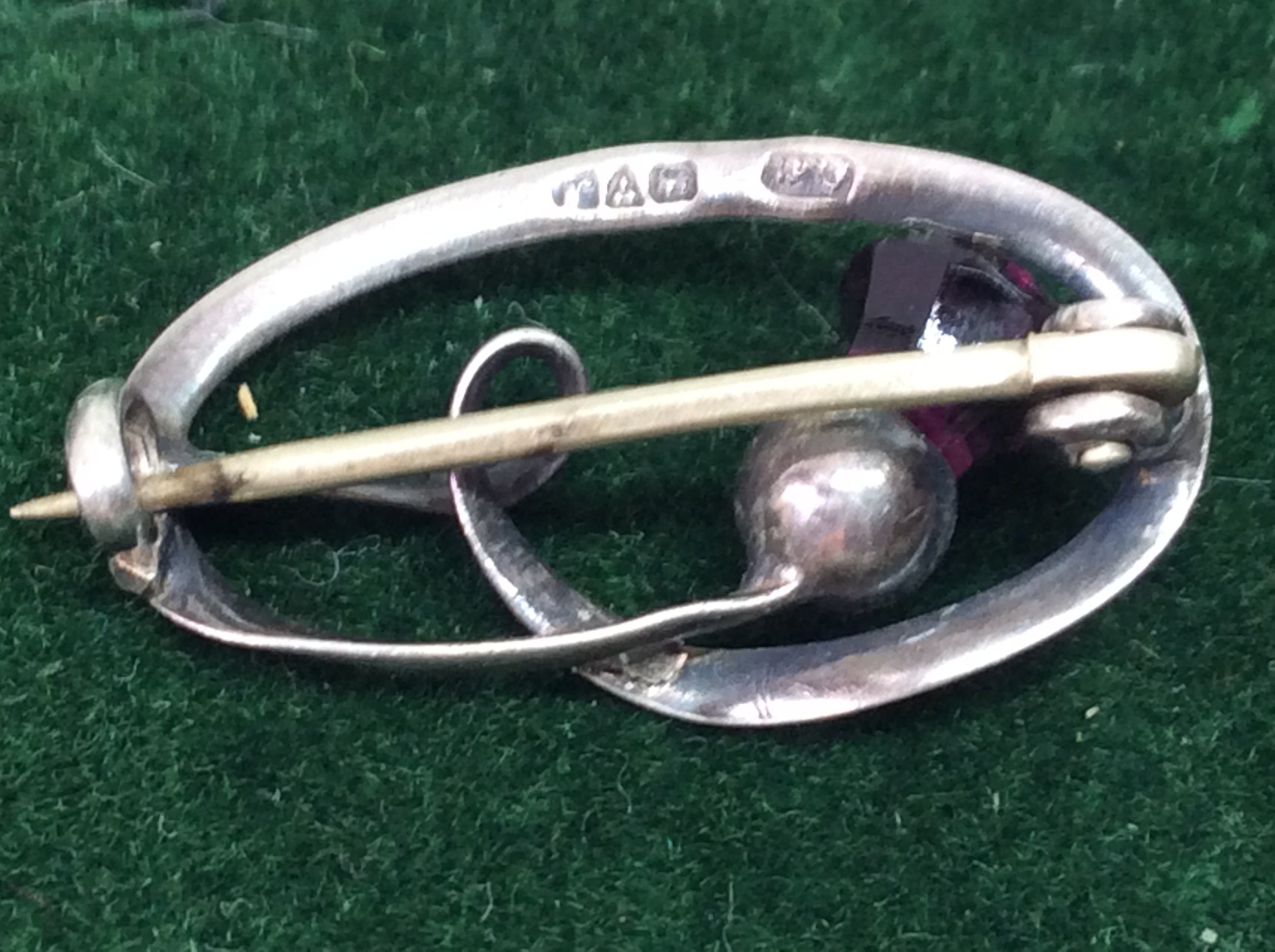 Vintage Charles Horner Sterling Silver and Amethyst Thistle