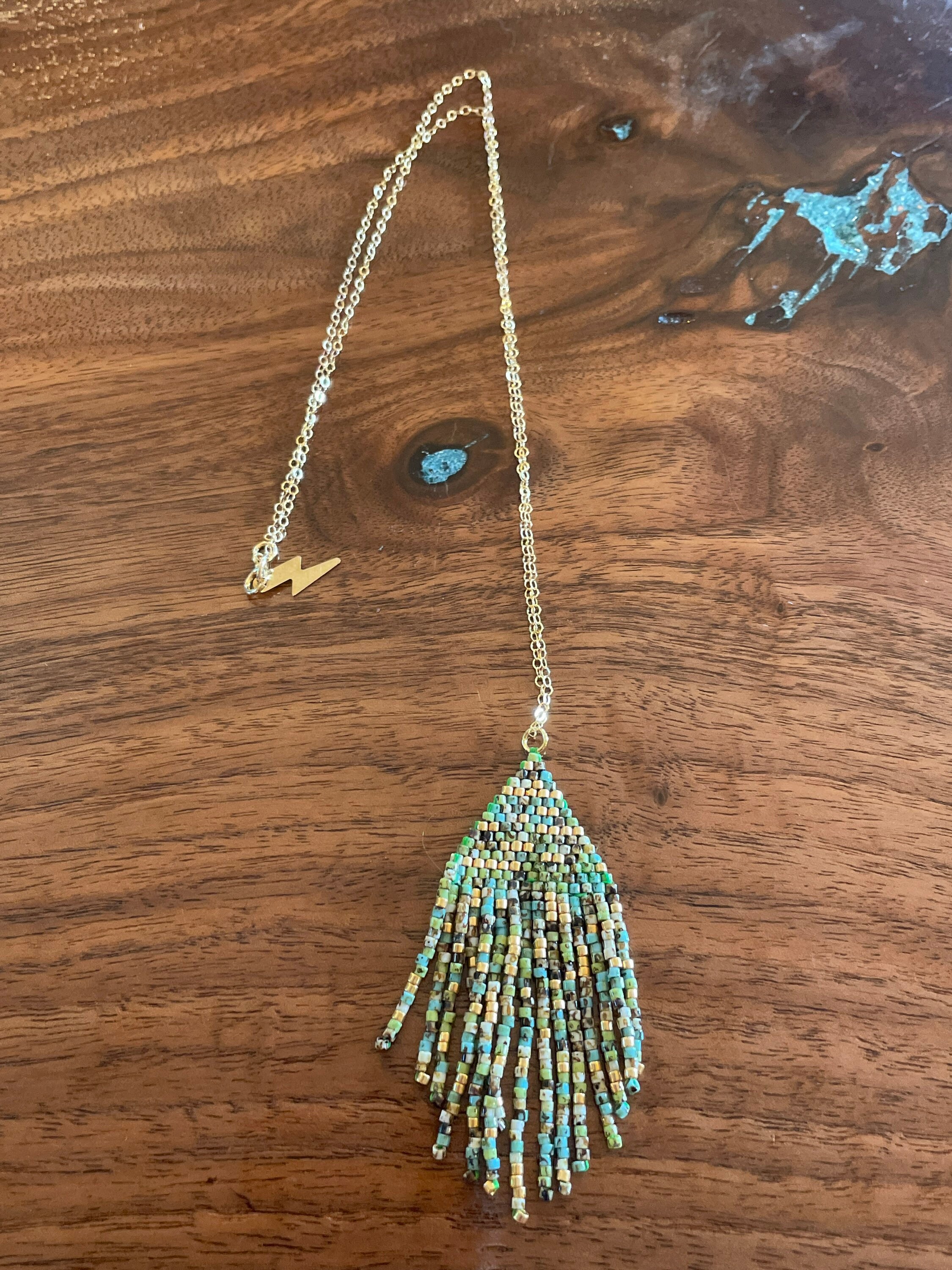 Delica Beads Fringe Necklace With Gold Chain - Etsy