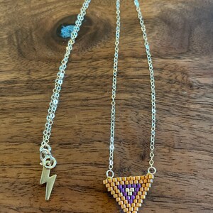 Miyuki delica beaded triangle pendant necklace