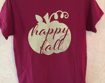 Gold Metallic Happy Fall Tee