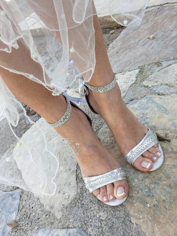 silver wedding shoes for bride
