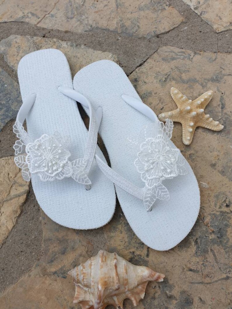 French Lace Flip Flopsbridal Ivory Flip Flops. Wedding Etsy