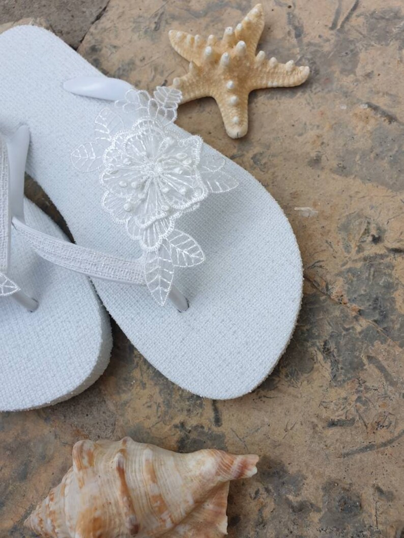 French Lace Flip Flopsbridal Ivory Flip Flops. Wedding Etsy
