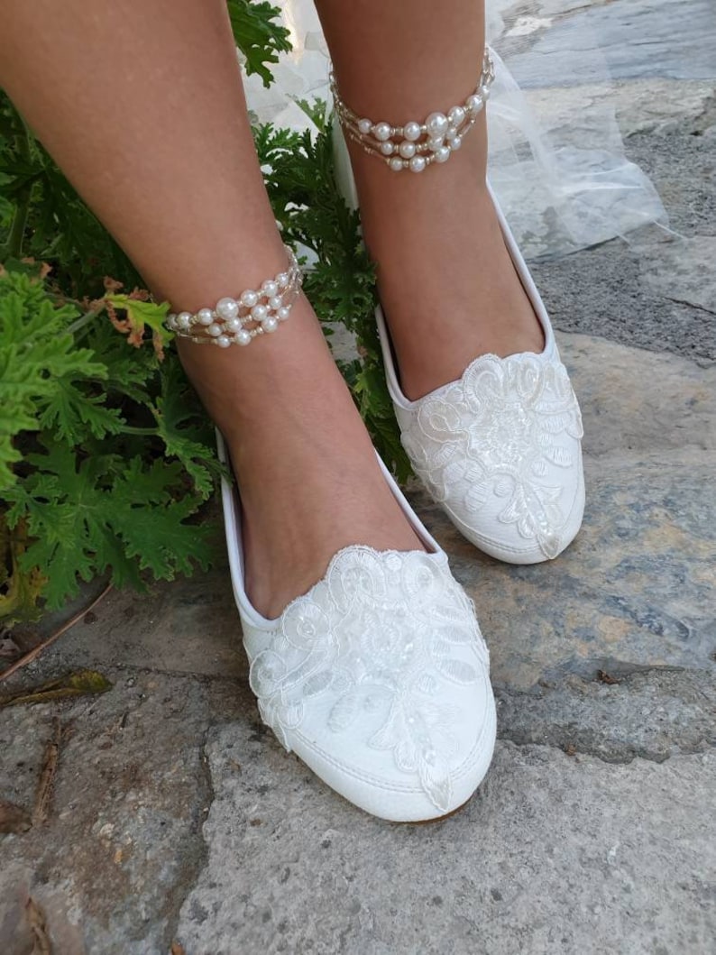 bedazzled flat wedding shoes