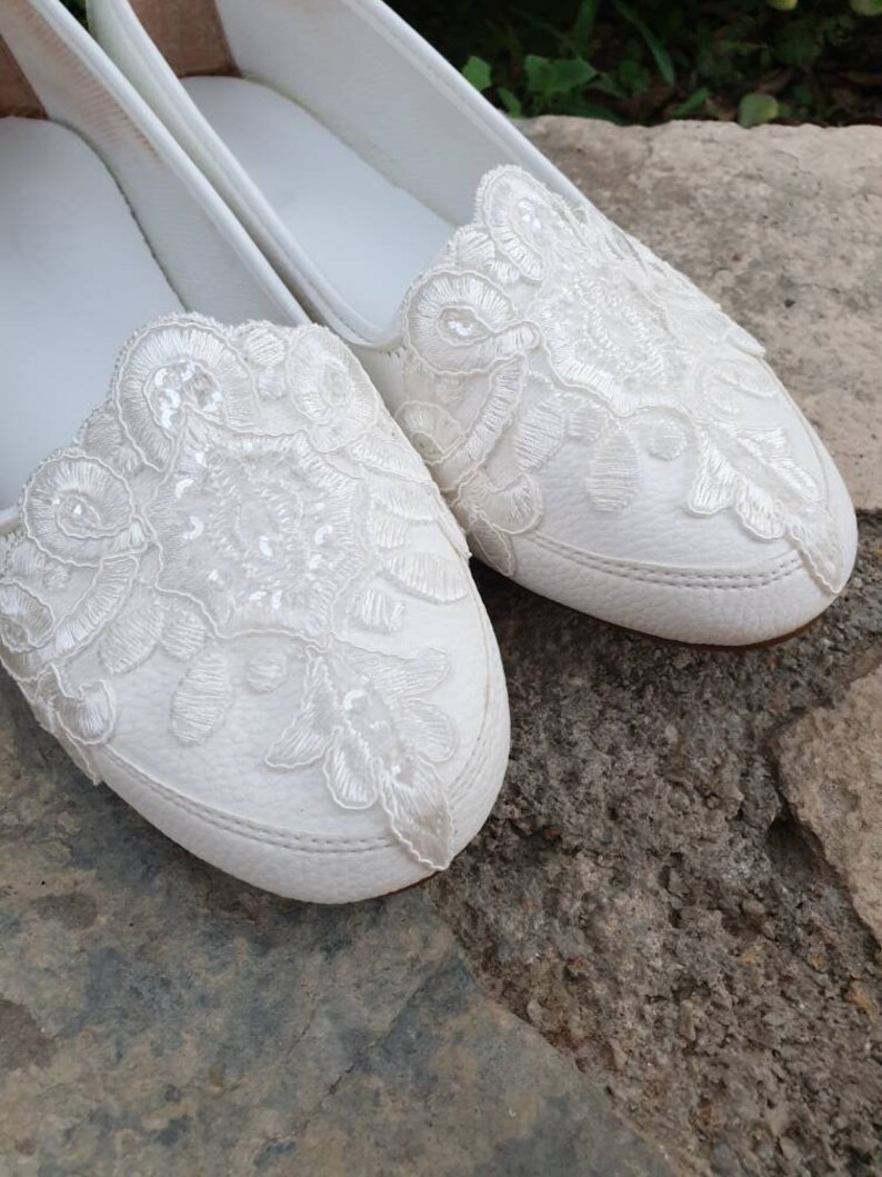 bedazzled flat wedding shoes